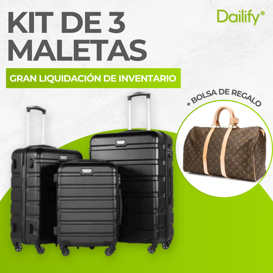 Kit de 3 Maletas + Regalo (COMPRA 1 Y LLEVA 3) - Garantía de 6 meses